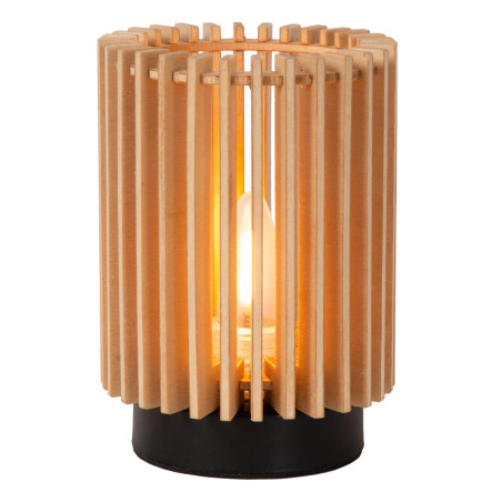 Lucide KIM - Lampe de table Rechargeable - Batterie/Piles - Ø 8 cm - LED 3 StepDim - Bois clair - Ensemble de 3 - Essential