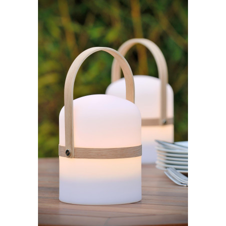 Lucide JOE - Lampe de table Rechargeable Intérieur/Extérieur - Batterie/Piles - Ø 14,5 cm - LED Dim. - 1x3W 3000K - IP44 - Blanc