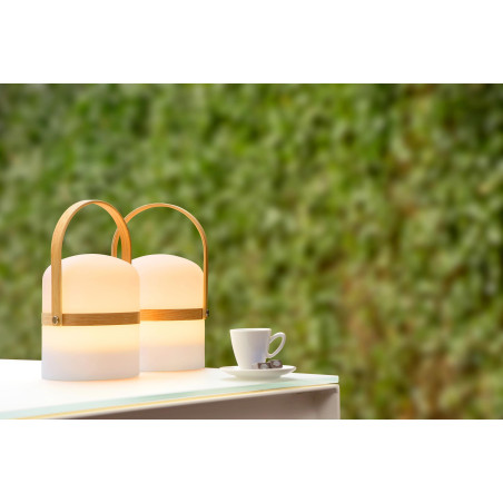Lucide JOE - Lampe de table Rechargeable Intérieur/Extérieur - Batterie/Piles - Ø 14,5 cm - LED Dim. - 1x3W 3000K - IP44 - Blanc
