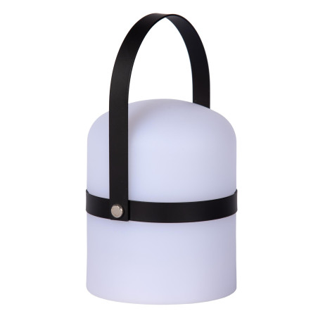 Lucide LITTLE JOE - Lampe de table Rechargeable Intérieur/Extérieur - Batterie/Piles - Ø 10 cm - LED - H 18,5 cm - Noir / Blanc