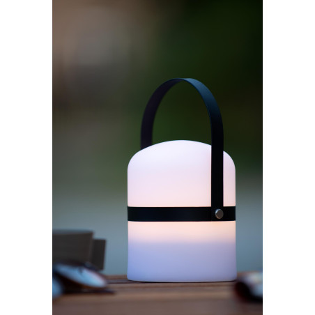 Lucide LITTLE JOE - Lampe de table Rechargeable Intérieur/Extérieur - Batterie/Piles - Ø 10 cm - LED - H 18,5 cm - Noir / Blanc