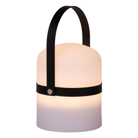 Lucide LITTLE JOE - Lampe de table Rechargeable Intérieur/Extérieur - Batterie/Piles - Ø 10 cm - LED - H 18,5 cm - Noir / Blanc