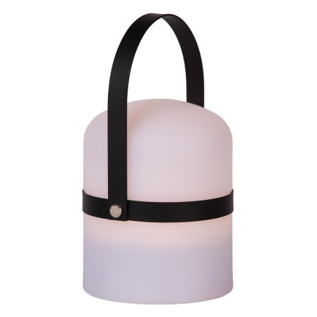 Lucide LITTLE JOE - Lampe de table Rechargeable Intérieur/Extérieur - Batterie/Piles - Ø 10 cm - LED - H 18,5 cm - Noir / Blanc