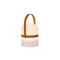 Lucide LITTLE JOE - Lampe de table Rechargeable Intérieur/Extérieur - Batterie/Piles - Ø 10 cm - LED - H 18,5 cm - Brun / Blanc