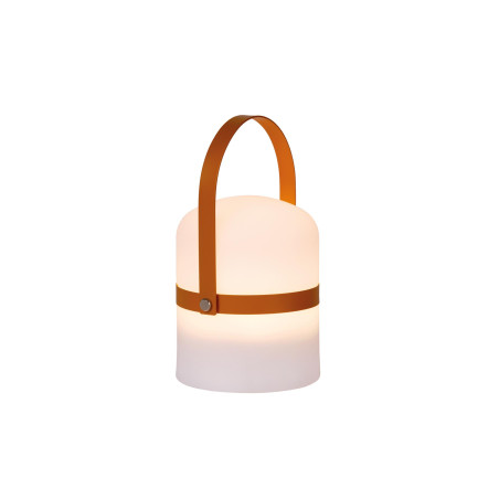 Lucide LITTLE JOE - Lampe de table Rechargeable Intérieur/Extérieur - Batterie/Piles - Ø 10 cm - LED - H 18,5 cm - Brun / Blanc
