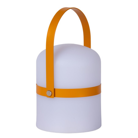 Lucide LITTLE JOE - Lampe de table Rechargeable Intérieur/Extérieur - Batterie/Piles - Ø 10 cm - LED - H 18,5 cm - Brun / Blanc