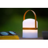 Lucide LITTLE JOE - Lampe de table Rechargeable Intérieur/Extérieur - Batterie/Piles - Ø 10 cm - LED - H 18,5 cm - Brun / Blanc