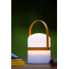 Lucide LITTLE JOE - Lampe de table Rechargeable Intérieur/Extérieur - Batterie/Piles - Ø 10 cm - LED - H 18,5 cm - Brun / Blanc
