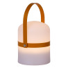 Lucide LITTLE JOE - Lampe de table Rechargeable Intérieur/Extérieur - Batterie/Piles - Ø 10 cm - LED - H 18,5 cm - Brun / Blanc