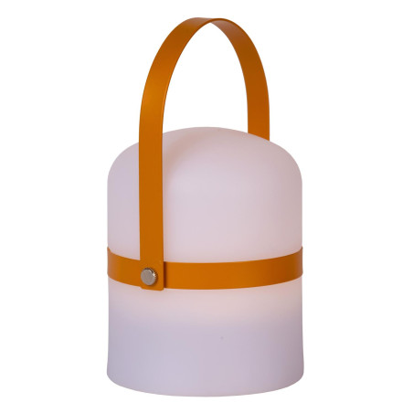 Lucide LITTLE JOE - Lampe de table Rechargeable Intérieur/Extérieur - Batterie/Piles - Ø 10 cm - LED - H 18,5 cm - Brun / Blanc