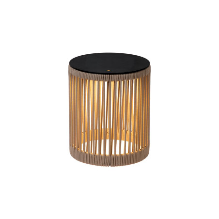 Lucide PINGI - Lampadaire Rechargeable Intérieur/Extérieur - Batterie/Piles - Ø 33,5 cm - LED 3 - H 36,5 cm - Taupe / Noir