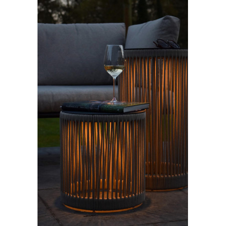 Lucide PINGI - Lampadaire Rechargeable Intérieur/Extérieur - Batterie/Piles - Ø 33,5 cm - LED 3 - H 36,5 cm - Taupe / Noir
