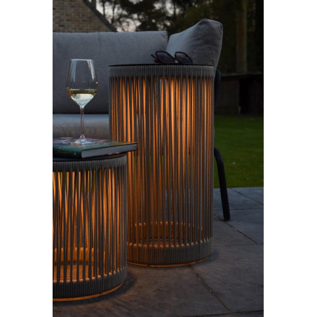 Lucide PINGI - Lampadaire Rechargeable Intérieur/Extérieur - Batterie/Piles - Ø 33,5 cm - LED 3 - H 61,5 cm - Taupe / Noir