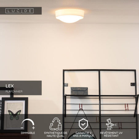Lucide LEX - Plafonnier - Ø 25 cm - 1xE27 - Blanc