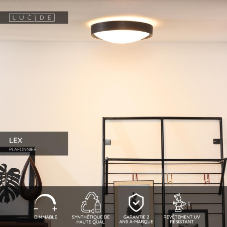 Lucide LEX - Plafonnier - Ø 33 cm - 2xE27 - Noir