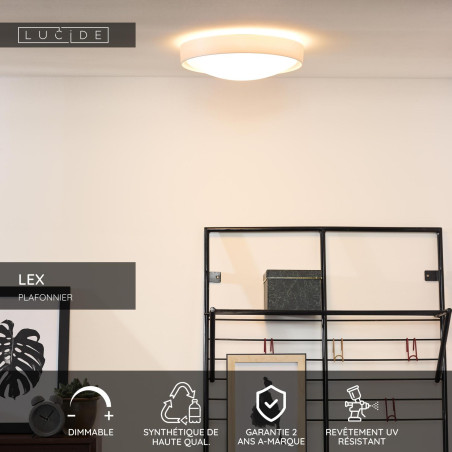 Lucide LEX - Plafonnier - Ø 33 cm - 2xE27 - Blanc