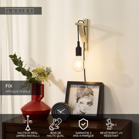 Lucide FIX - Applique murale - 1xE27 - Noir