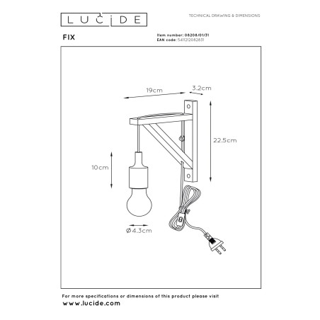 Lucide FIX - Applique murale - 1xE27 - Blanc