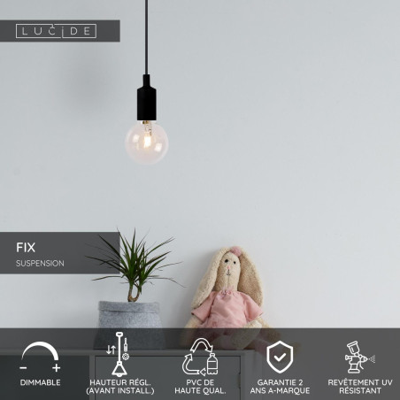 Lucide FIX - Suspension - Ø 10 cm - 1xE27 - Noir