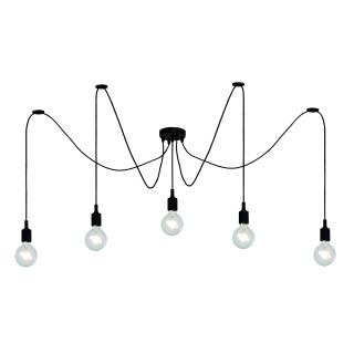Lucide FIX - Suspension - 5xE27 - Convient aux mezzanines et plafonds hauts - Noir
