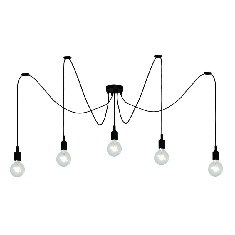 Lucide FIX - Suspension - 5xE27 - Convient aux mezzanines et plafonds hauts - Noir