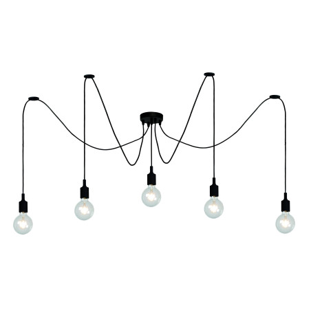 Lucide FIX - Suspension - 5xE27 - Convient aux mezzanines et plafonds hauts - Noir
