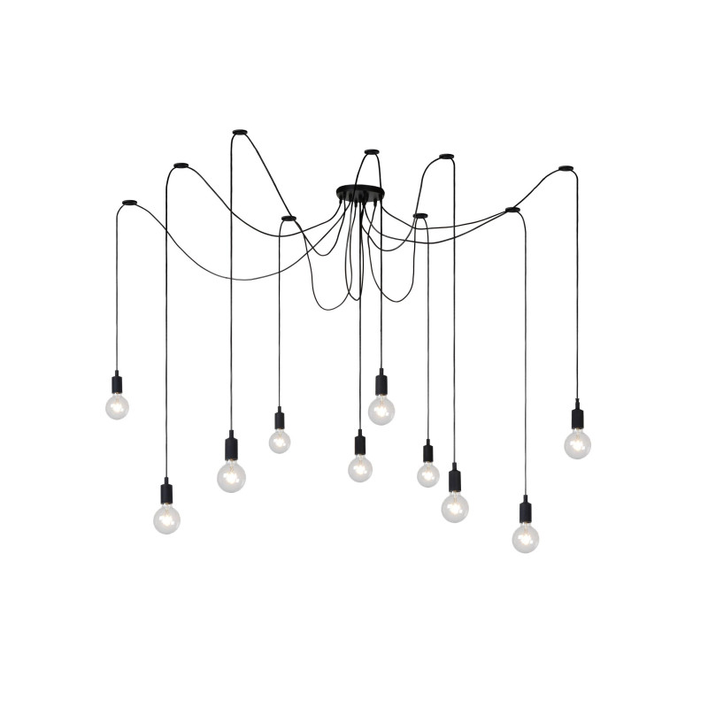 Lucide FIX - Suspension - 10xE27 - Convient aux mezzanines et plafonds hauts - Noir