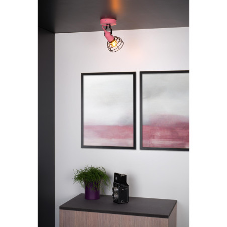 Lucide POLA - Spot plafond Chambres d'enfant - Ø 10,5 cm - 1xE27 - Rose