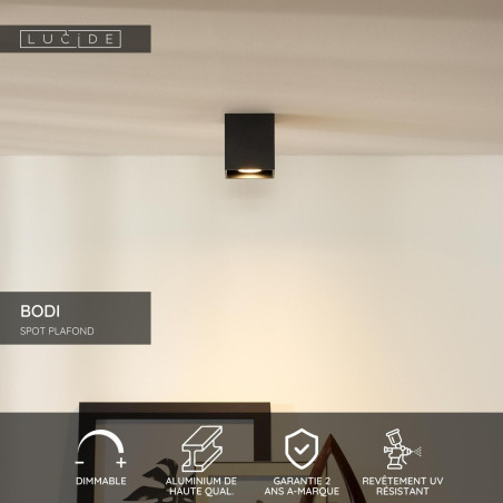Lucide BODI - Spot plafond - 1xGU10 (MR16) - Noir