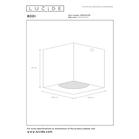 Lucide BODI - Spot plafond - 1xGU10 (MR16) - Noir
