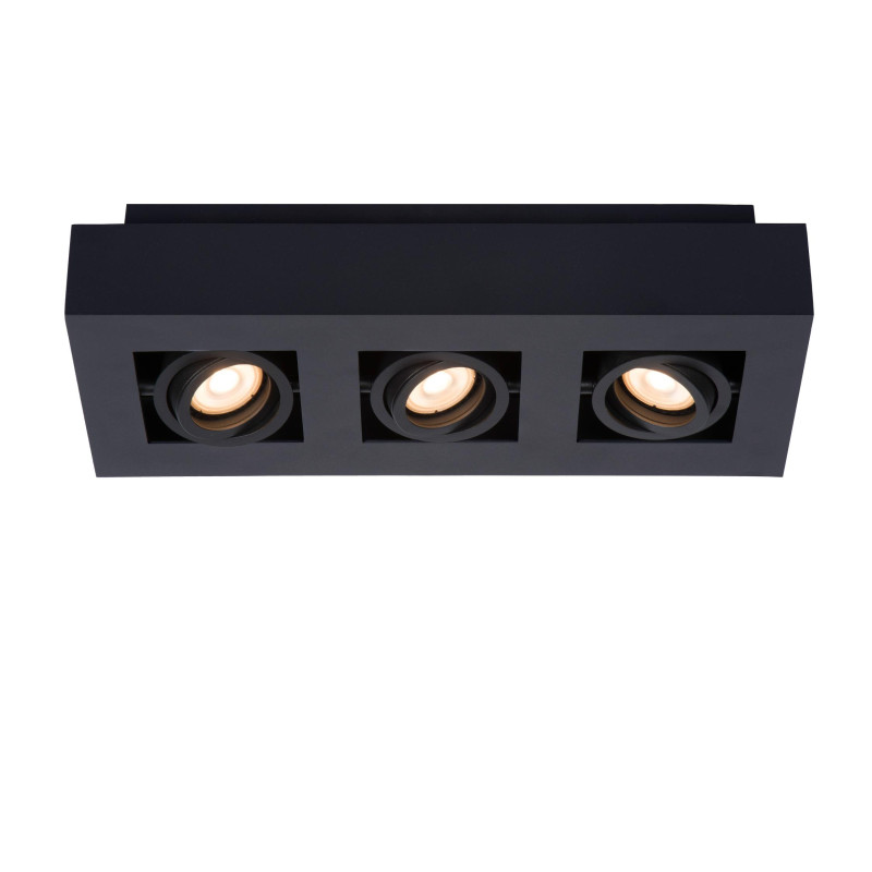Lucide XIRAX - Spot plafond - LED Dim to warm - GU10 (MR16) - 3x5W 2200K/3000K - Noir
