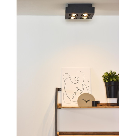Lucide XIRAX - Spot plafond - LED Dim to warm - GU10 (MR16) - 4x5W 2200K/3000K - Noir