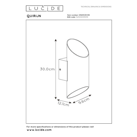 Lucide QUIRIJN - Applique murale - Ø 10 cm - 1xG9 - Noir