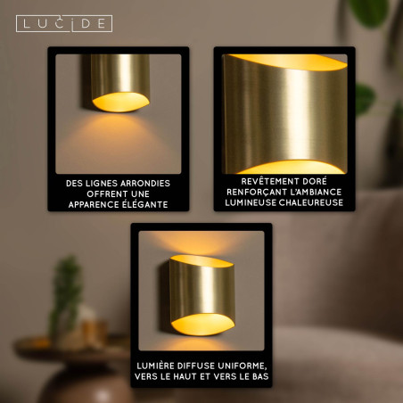 Lucide DILETTA - Applique murale - 1xG9 - Or Mat / Laiton