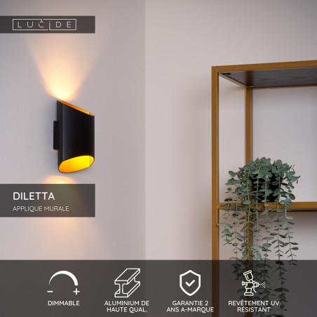 Lucide DILETTA - Applique murale - 1xG9 - Noir
