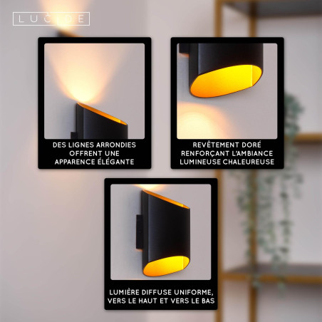 Lucide DILETTA - Applique murale - 1xG9 - Noir