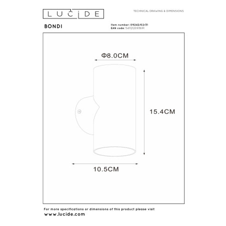 Lucide BONDI - Spot mural / Applique mural - 2xGU10 (MR16) - Blanc