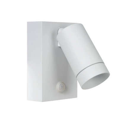 Lucide TAYLOR - Spot mural / Applique mural Intérieur/Extérieur - 1xGU10 (MR16) - IP54 - Détecteur De Mouvement - Blanc