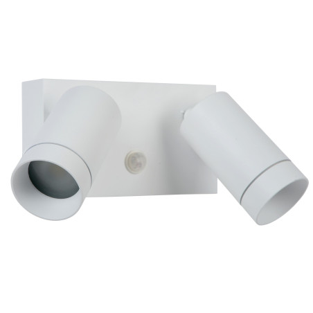 Lucide TAYLOR - Spot mural / Applique mural Intérieur/Extérieur - 2xGU10 (MR16) - IP54 - Détecteur De Mouvement - Blanc