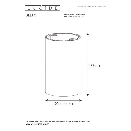 Lucide DELTO - Spot plafond - Ø 5,5 cm - LED Dim to warm - GU10 (MR16) - 1x5W 2200K/3000K - Blanc