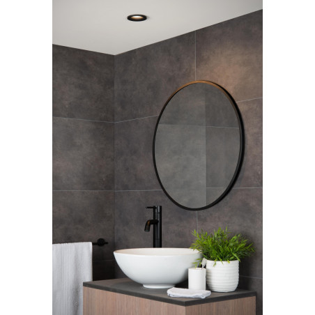 Lucide ZIVA - Spot encastrable Salle de bains - Ø 8,4 cm - 1xGU10 (MR16) - IP44 - Noir