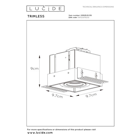 Lucide TRIMLESS - Spot encastrable - 1xGU10 (MR16) - Noir