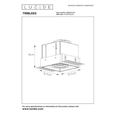 Lucide TRIMLESS - Spot encastrable - 1xGU10 (MR16) - Blanc