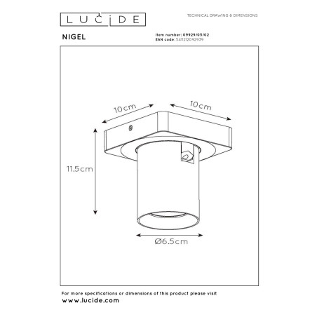 Lucide NIGEL - Spot plafond - LED Dim to warm - GU10 (MR16) - 1x5W 2200K/3000K - Or Mat / Laiton