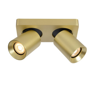 Lucide NIGEL - Spot plafond - LED Dim to warm - GU10 (MR16) - 2x5W 2200K/3000K - Or Mat / Laiton