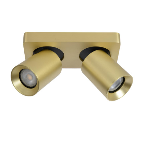Lucide NIGEL - Spot plafond - LED Dim to warm - GU10 (MR16) - 2x5W 2200K/3000K - Or Mat / Laiton