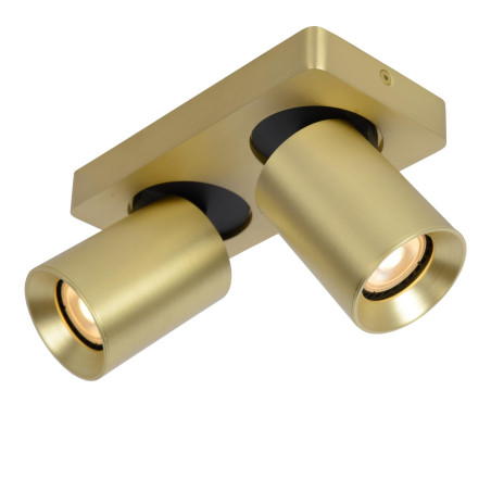 Lucide NIGEL - Spot plafond - LED Dim to warm - GU10 (MR16) - 2x5W 2200K/3000K - Or Mat / Laiton