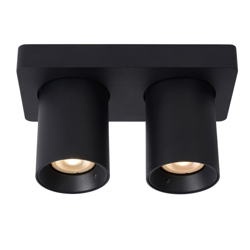 Lucide NIGEL - Spot plafond - LED Dim to warm - GU10 (MR16) - 2x5W 2200K/3000K - Noir