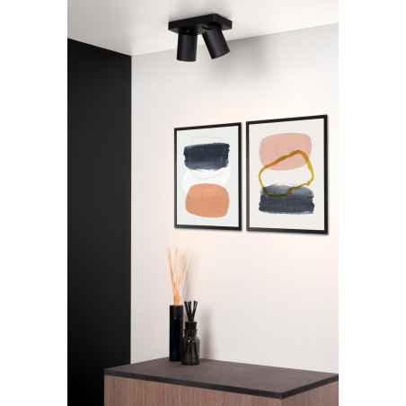 Lucide NIGEL - Spot plafond - LED Dim to warm - GU10 (MR16) - 2x5W 2200K/3000K - Noir