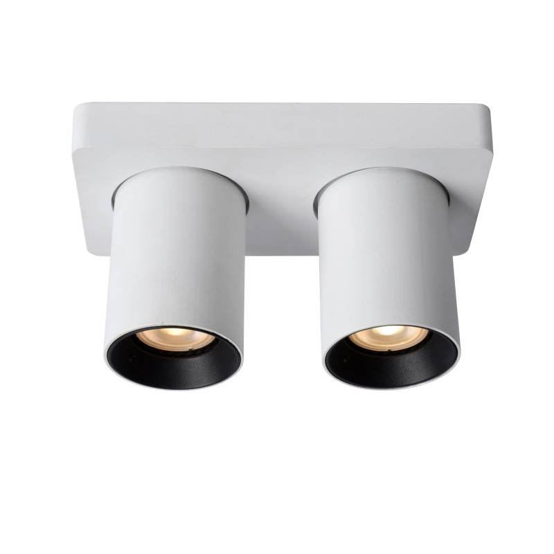Lucide NIGEL - Spot plafond - LED Dim to warm - GU10 (MR16) - 2x5W 2200K/3000K - Blanc